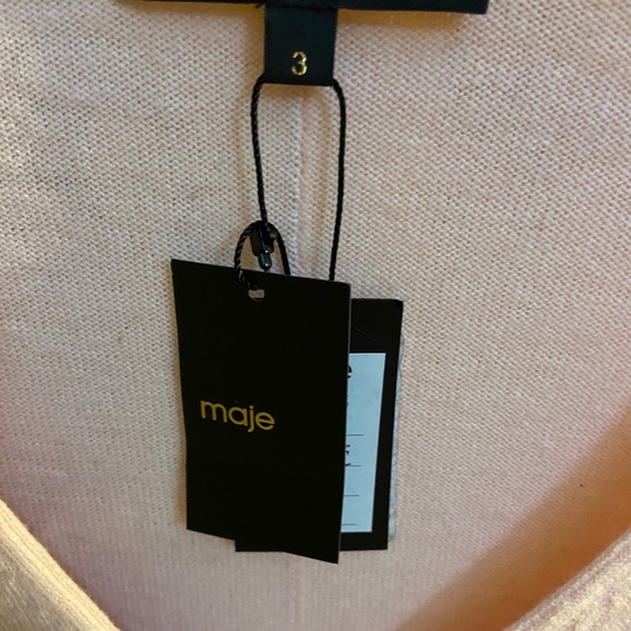 Maje Powder Pink Sweater Side Zipper w/Red Sz 3 - Picture 4 of 5